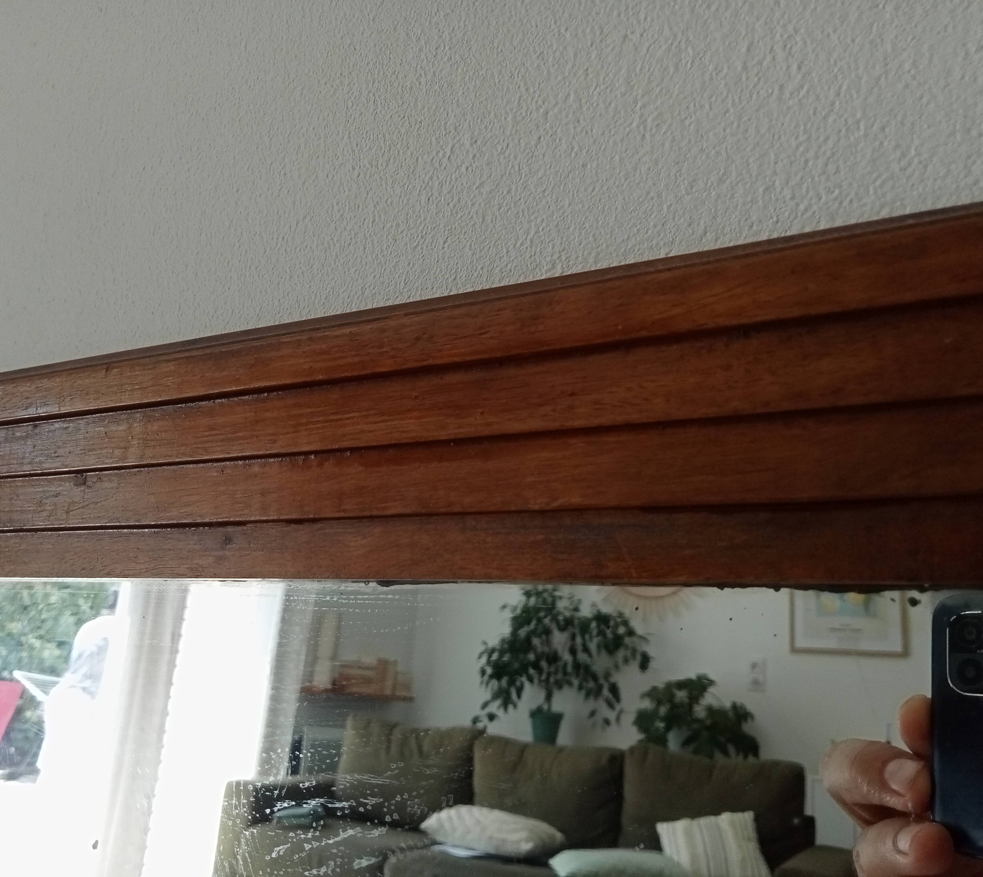 Vintage Art Deco wooden mirror from the 1950s.