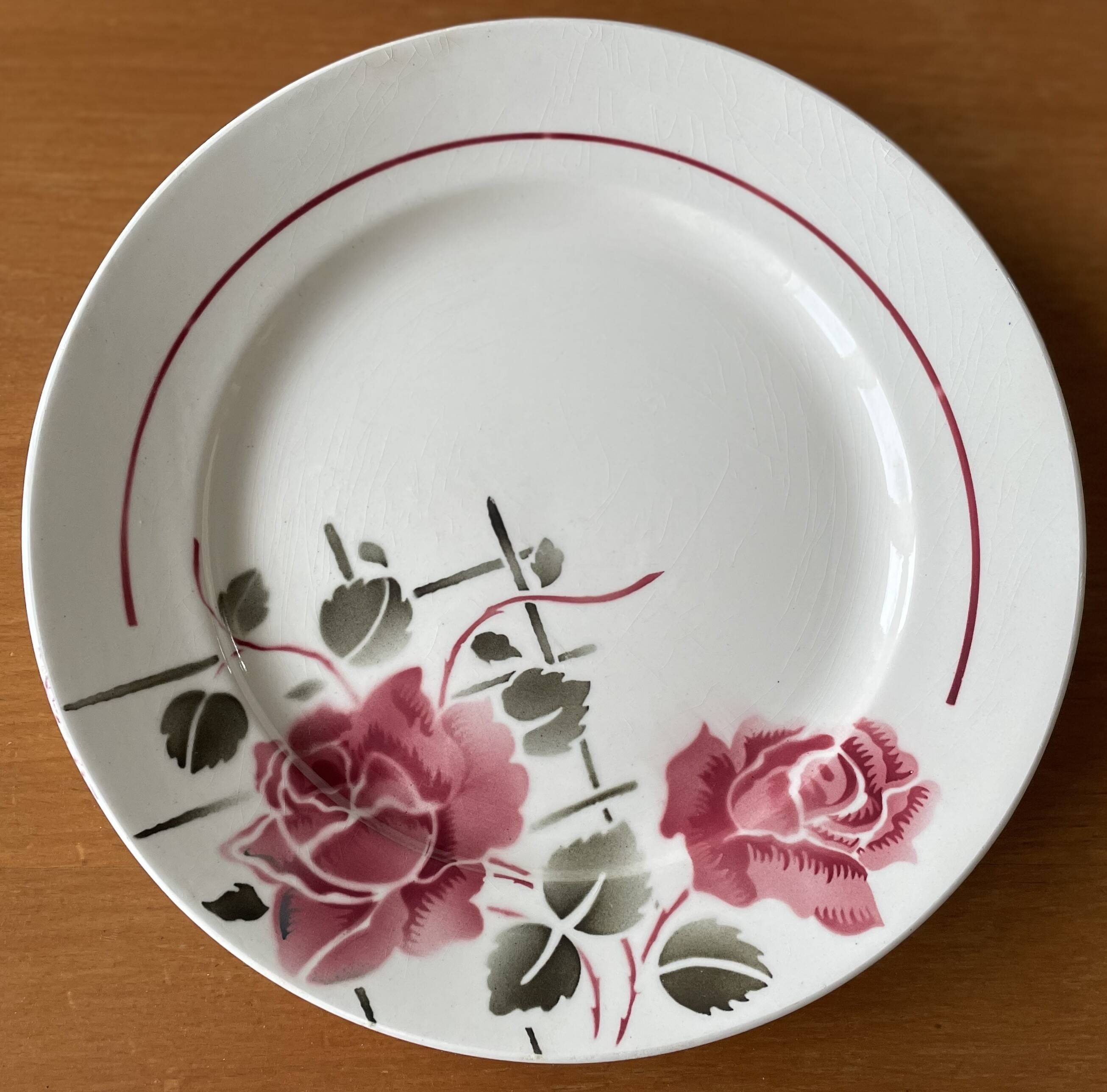 6 antique flat plates in faience from badonviller