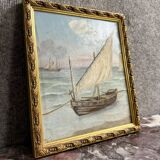 Marie C: tableau huile sur toile marine au voilier époque Napoléon III