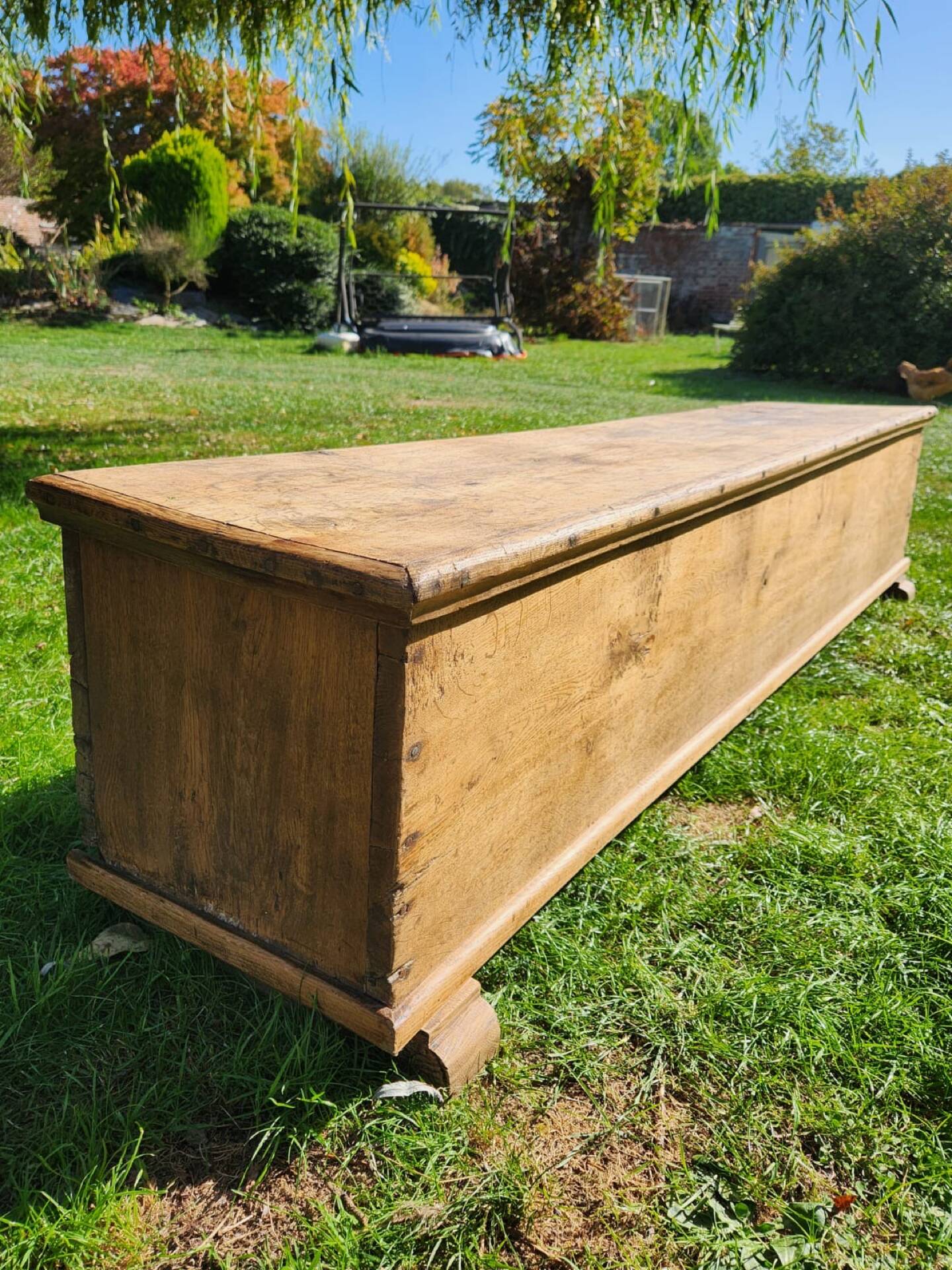 Bench / antique chest in solid oak - 196cm