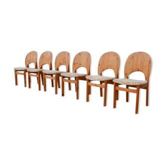 Ensemble de six chaises de salle à manger danoises du milieu du siècle en pin (6)