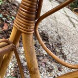 Vintage rattan magazine rack table