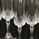 Set of 10 crystalline champagne flutes cut