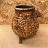 Antique jasba keramik lava pottery vase aztec decor 1970 vintage
