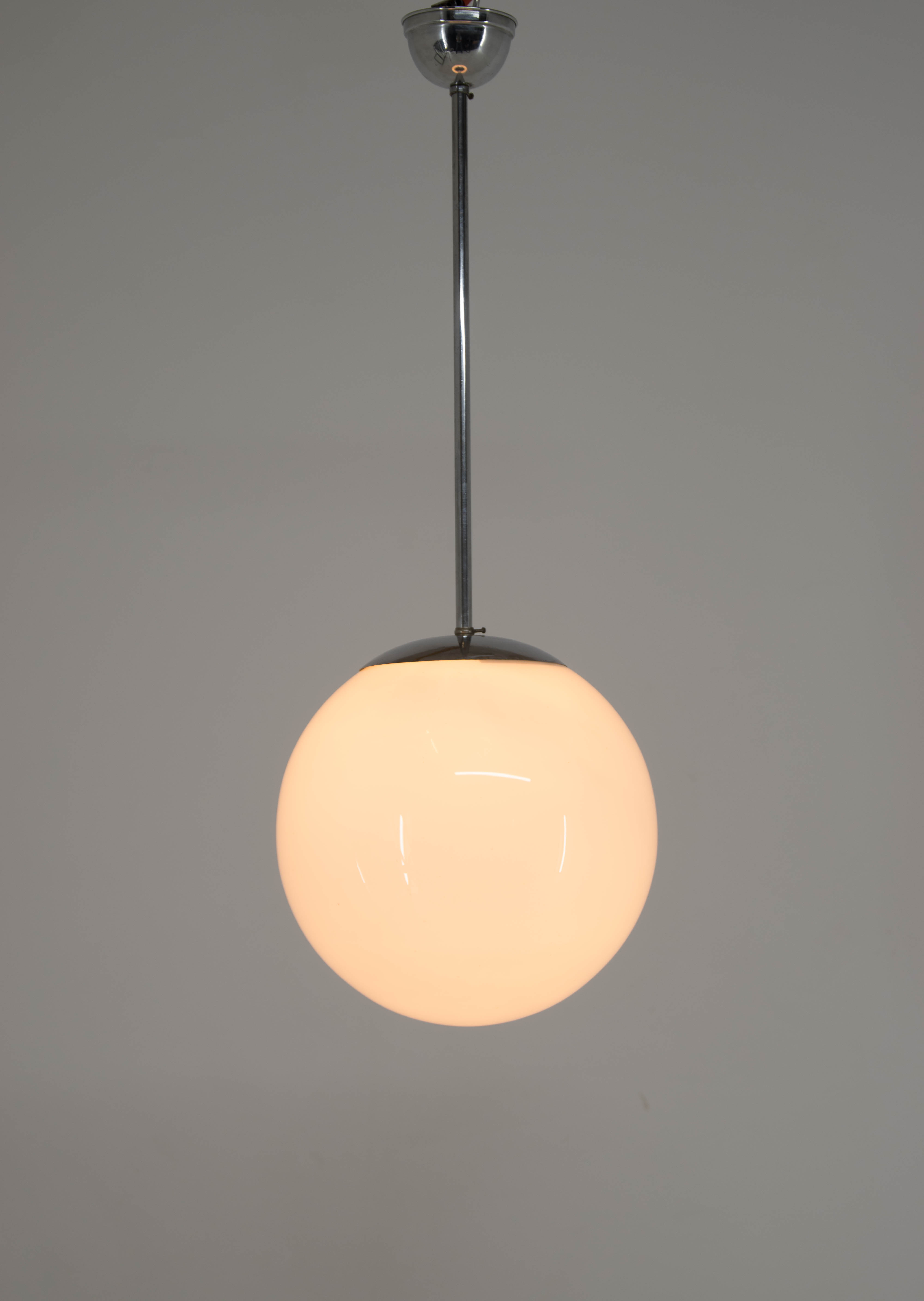 Chrome-plated minimalistic chandelier, 1930s