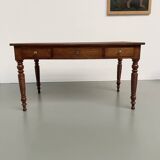 Walnut and pine drapery farmhouse table