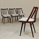 Set of 4 grey bouclette chairs by Antonin Suman