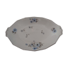Oval white porcelain dish with blue and black anemones pattern