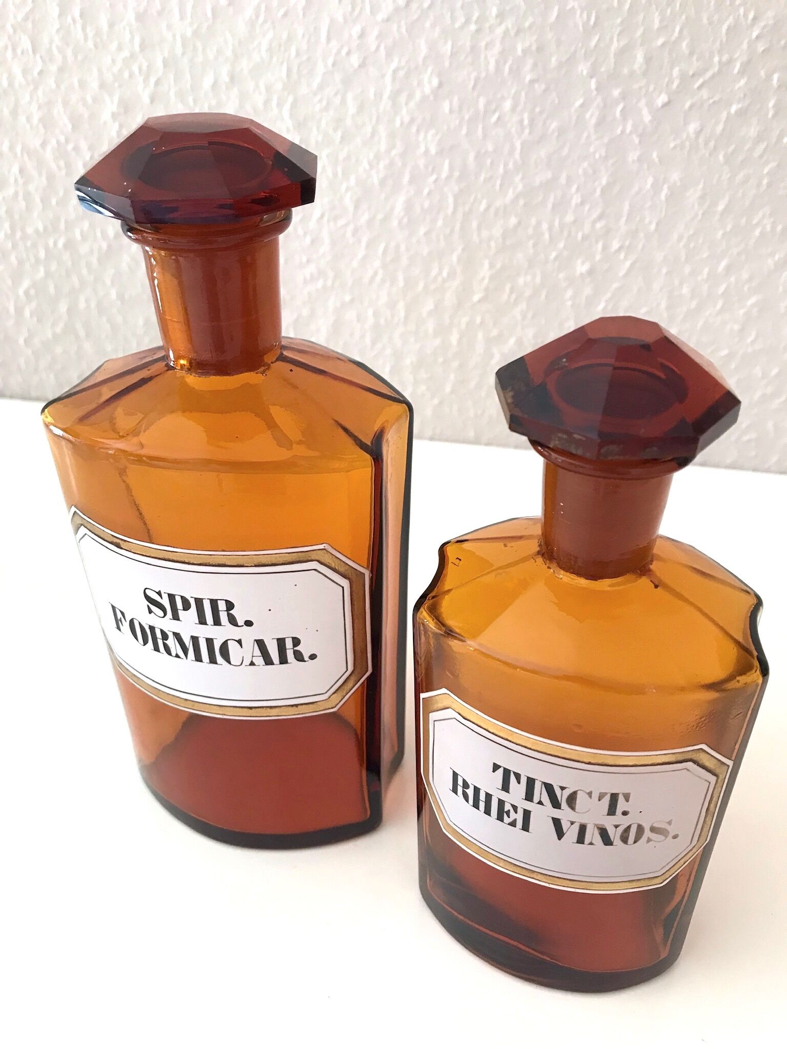 Vintage pharmacy bottles, Set of 2