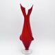 Tulip Vase Fratelli Toso Murano Red Crystal Ribbons 37.5cm