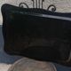 Black rectangular platter with hand-painted flowers, vintage and bohemian.