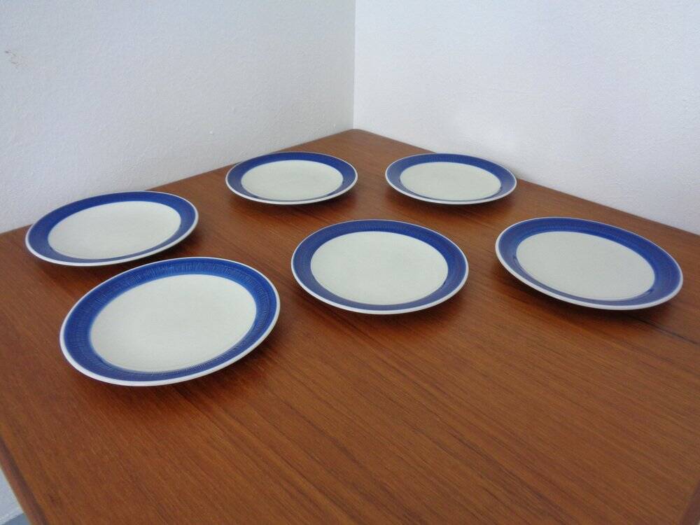 Swedish Stoneware Koka Plates by Hertha Bengtson for Rörstrand, 1960s, Set of 6