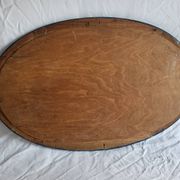 Antique oval mirror, royal blue and gold – rose design – 80 x 52 cm