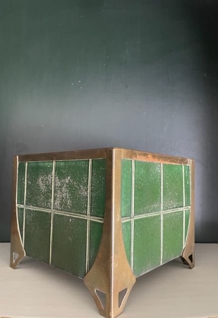Pot cover in sheet metal and brass Art Nouveau Vienna Secession.