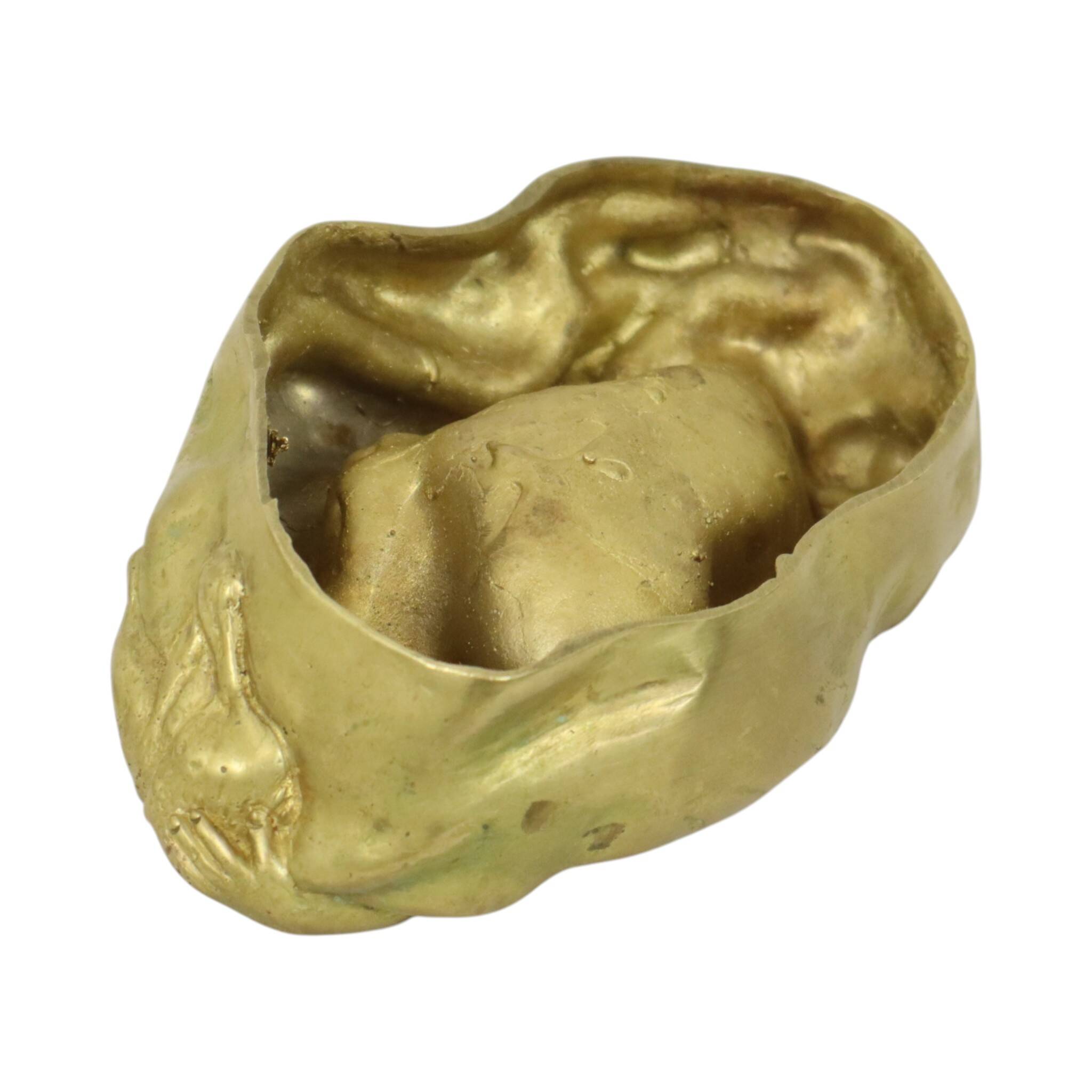 Vintage Brass Ashtray Vide Poche Female Nude