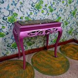 Console with marble and a mirror Louis XV pink style