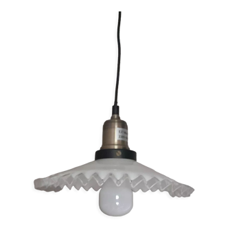 Pendant lamp opaline white serrated 1940