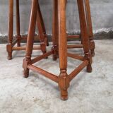 3 vintage oak and leather bar stools from the 1970s