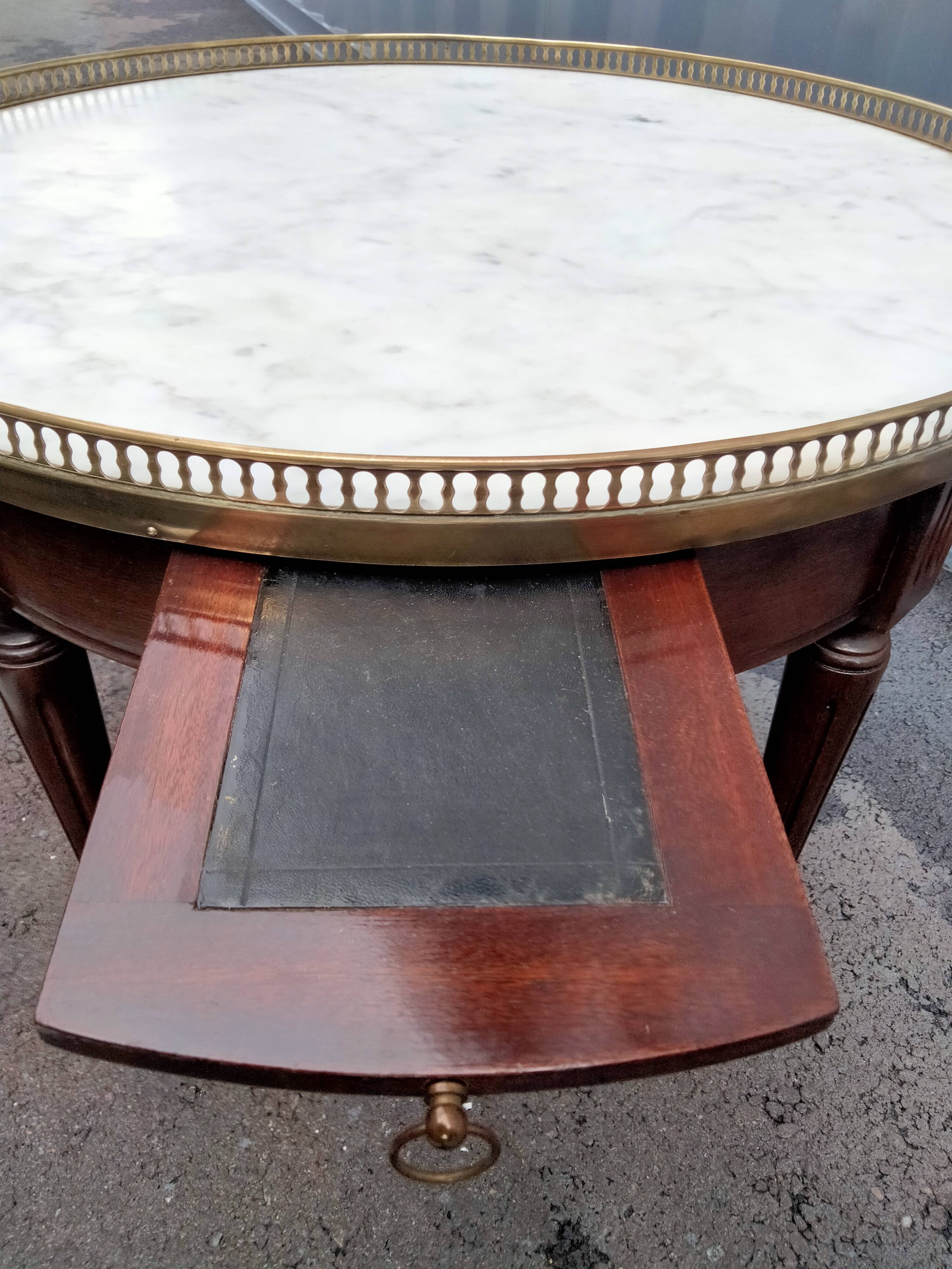 Coffee table hot water bottle marble top louis xvi old style