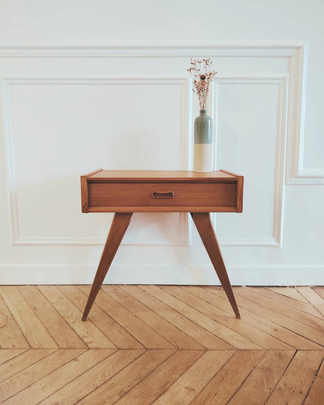 Renovated vintage Scandinavian style bedside table