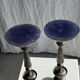 Two large antique silver-plated metal candlesticks, H30