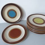 Series of 12 large plates of vintage sandstone DENBY made in Engand