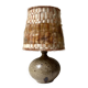 Ceramic table lamp in chamotte stoneware & wool, Alain Blanchard 1970