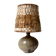 Ceramic table lamp in chamotte stoneware & wool, Alain Blanchard 1970