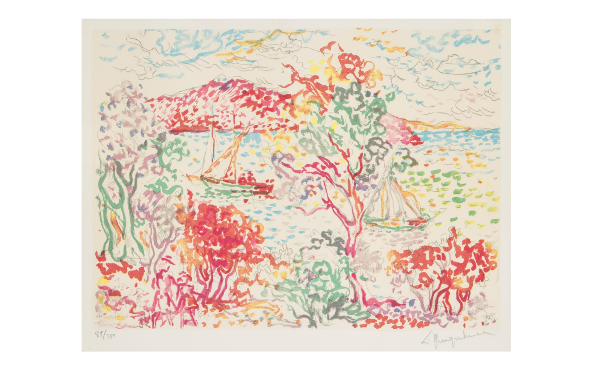 Les voiliers lucien neuquelman (1909-1988) lithograph, signed in pencil and numbered