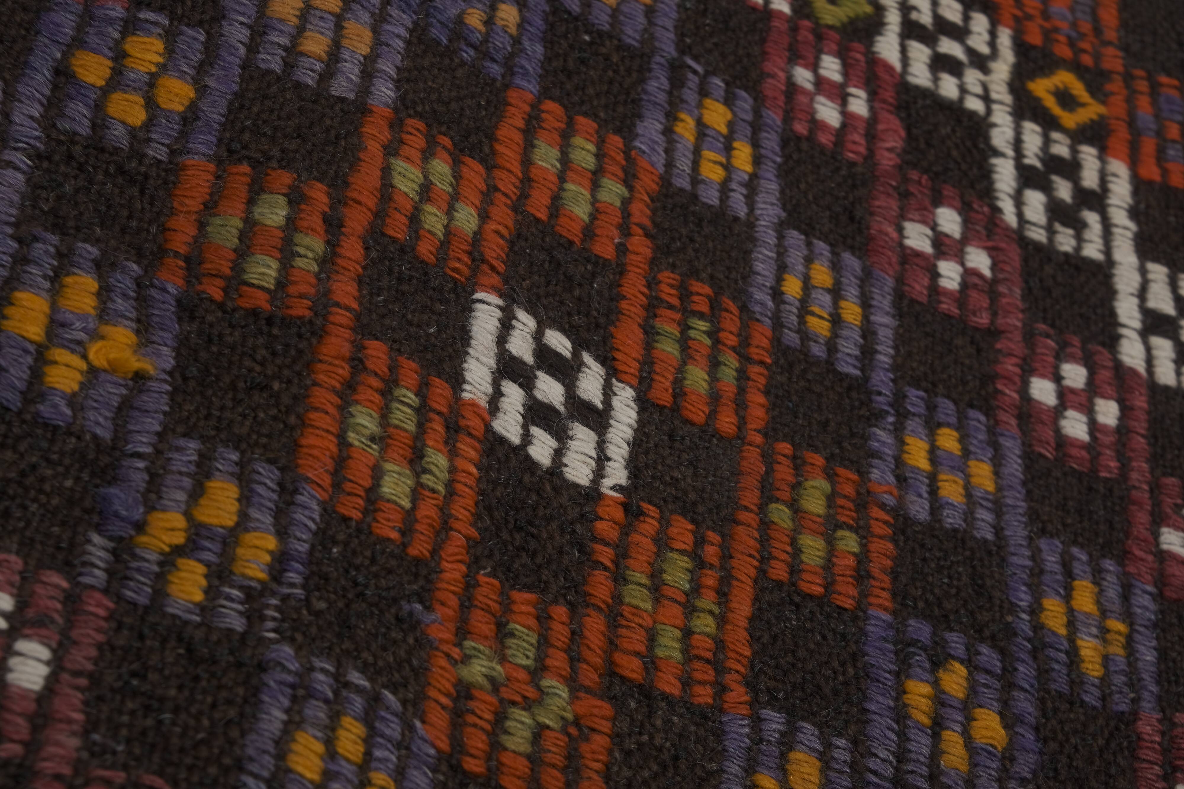 Turkish Geometric Jajim Flat-Weave Textile - Dining Room Kilim 5'3" X 8'10"