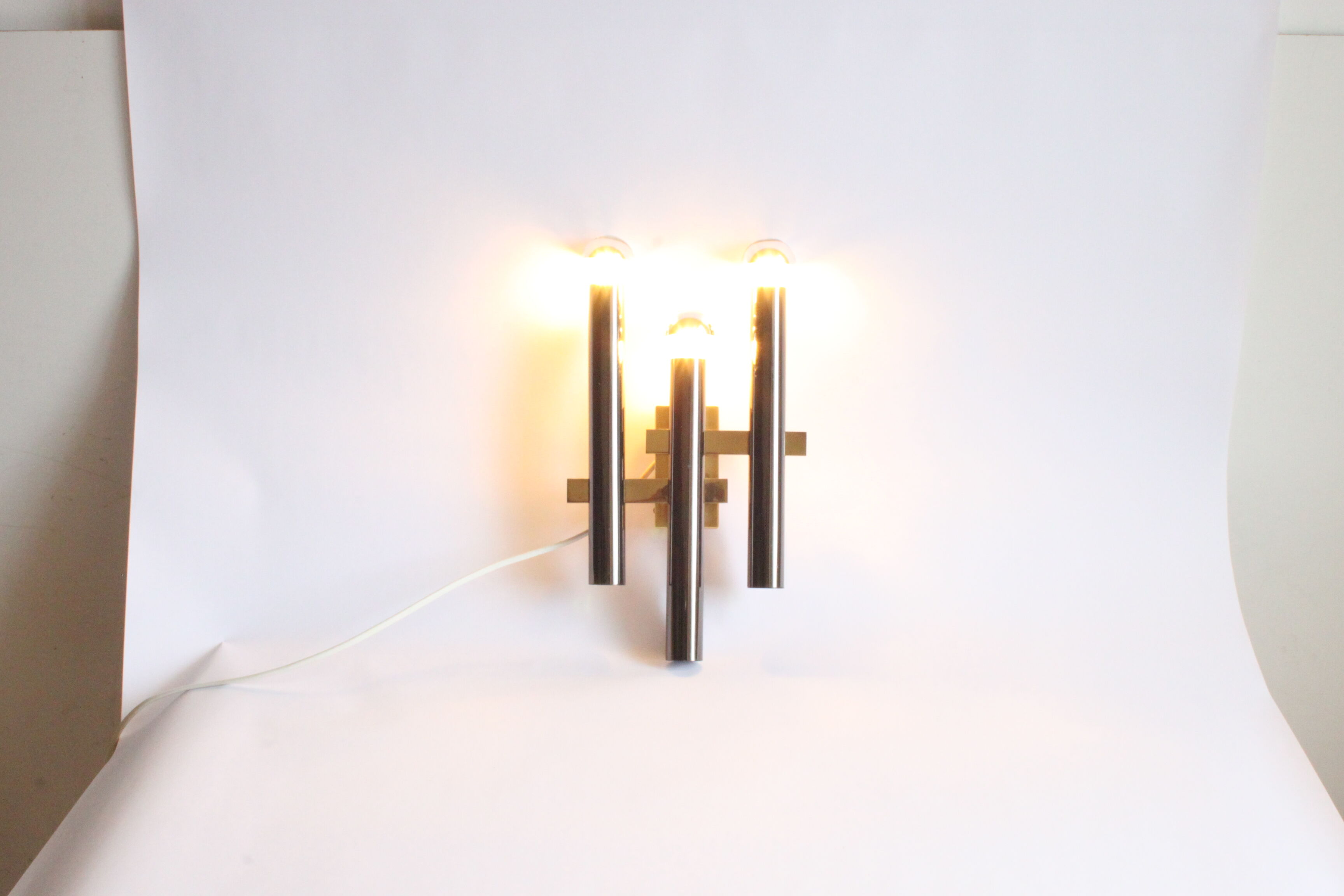 Chrome wall light by Sciolari for Boulanger, Belgium 1970s