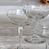 Mismatched vintage cut crystal champagne glasses