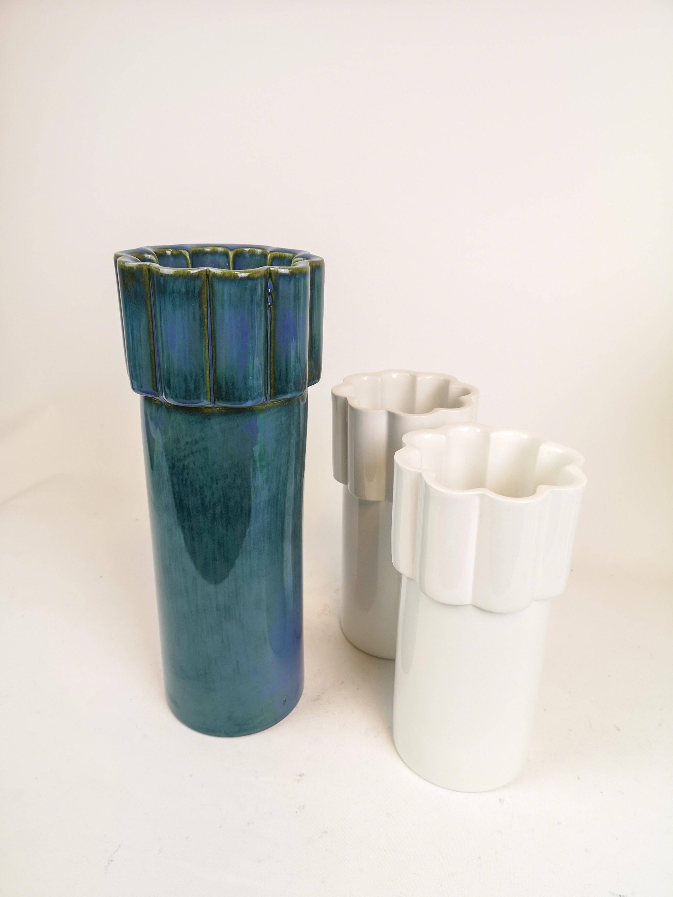 Modern Scandinavian set of 3 Konvex vases by Karin Björquist Gustavsberg, Sweden.