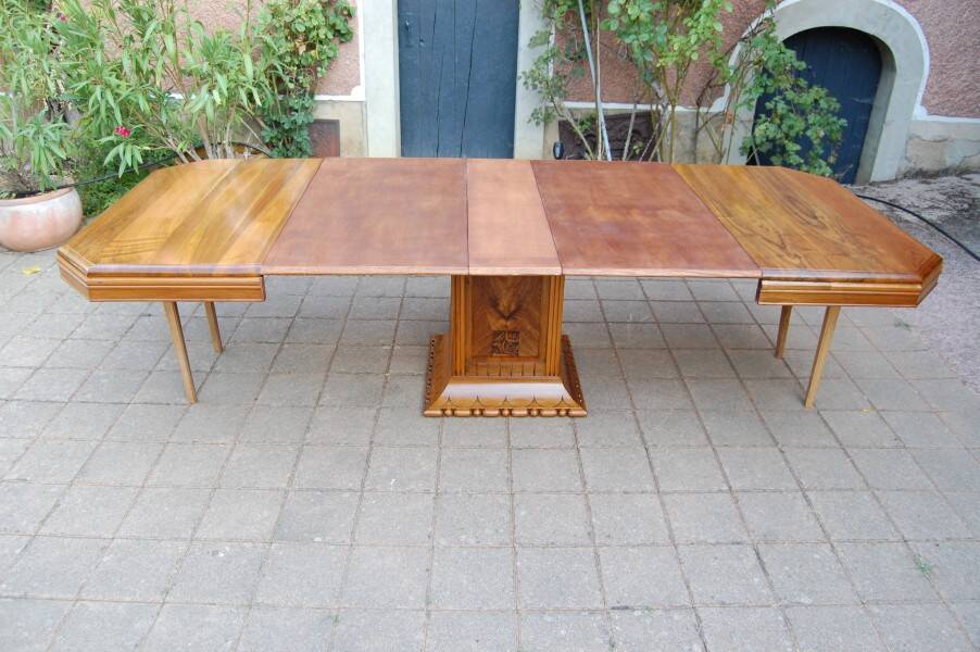 table art déco en noyer avec rallonges 14 couverts