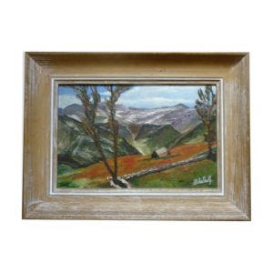 Tableau, huile sur panneau, paysage