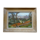 Painting, oil on panel, mountain landscape, signed