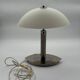 Lampe à dôme en opaline et acier Mid-Century
