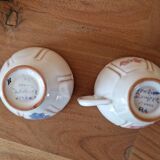 Henriot in Quimper - Set of 6 chocolate cups - Decorated with a pink rooster