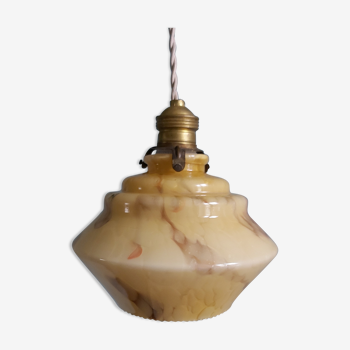 Art deco pendant lamp in marbled opaline