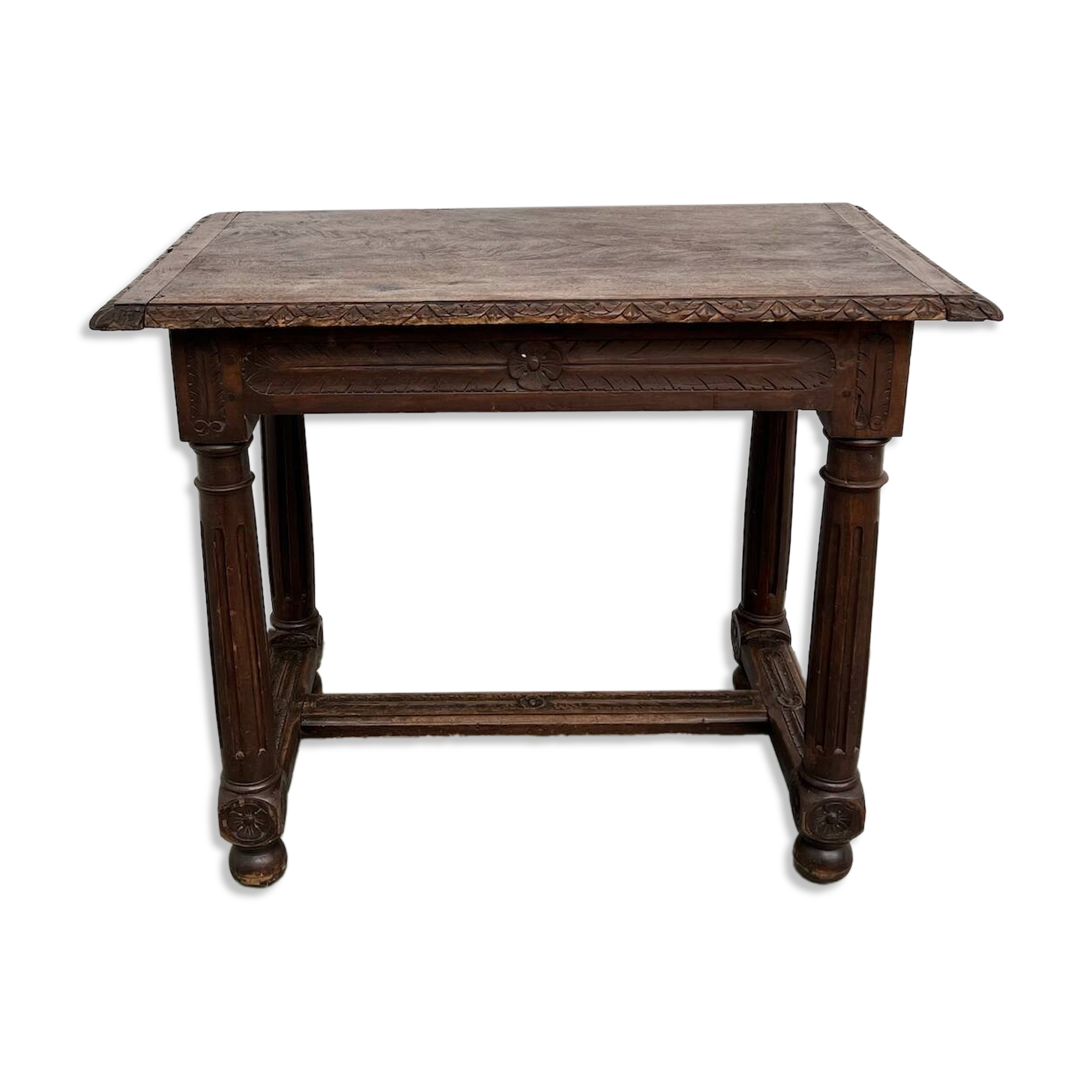 Small carved oak writing table, 19th century