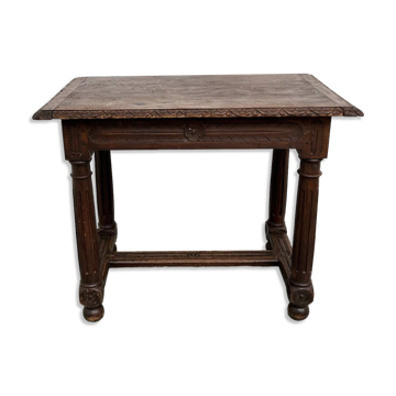 Small carved oak writing table, 19th century