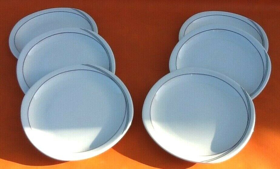 Suite of 6 plates Porcelain décor Symphony Chomette Favor France