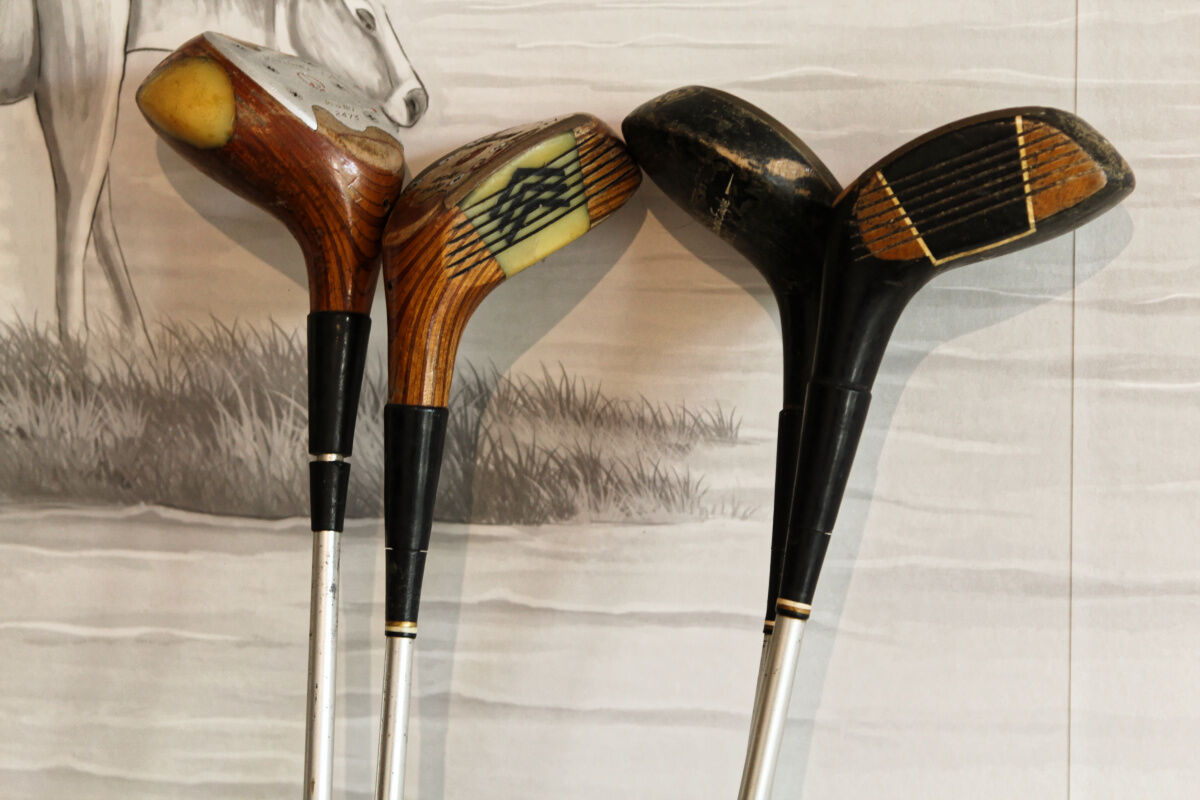 Burton golf bag and vintage clubs