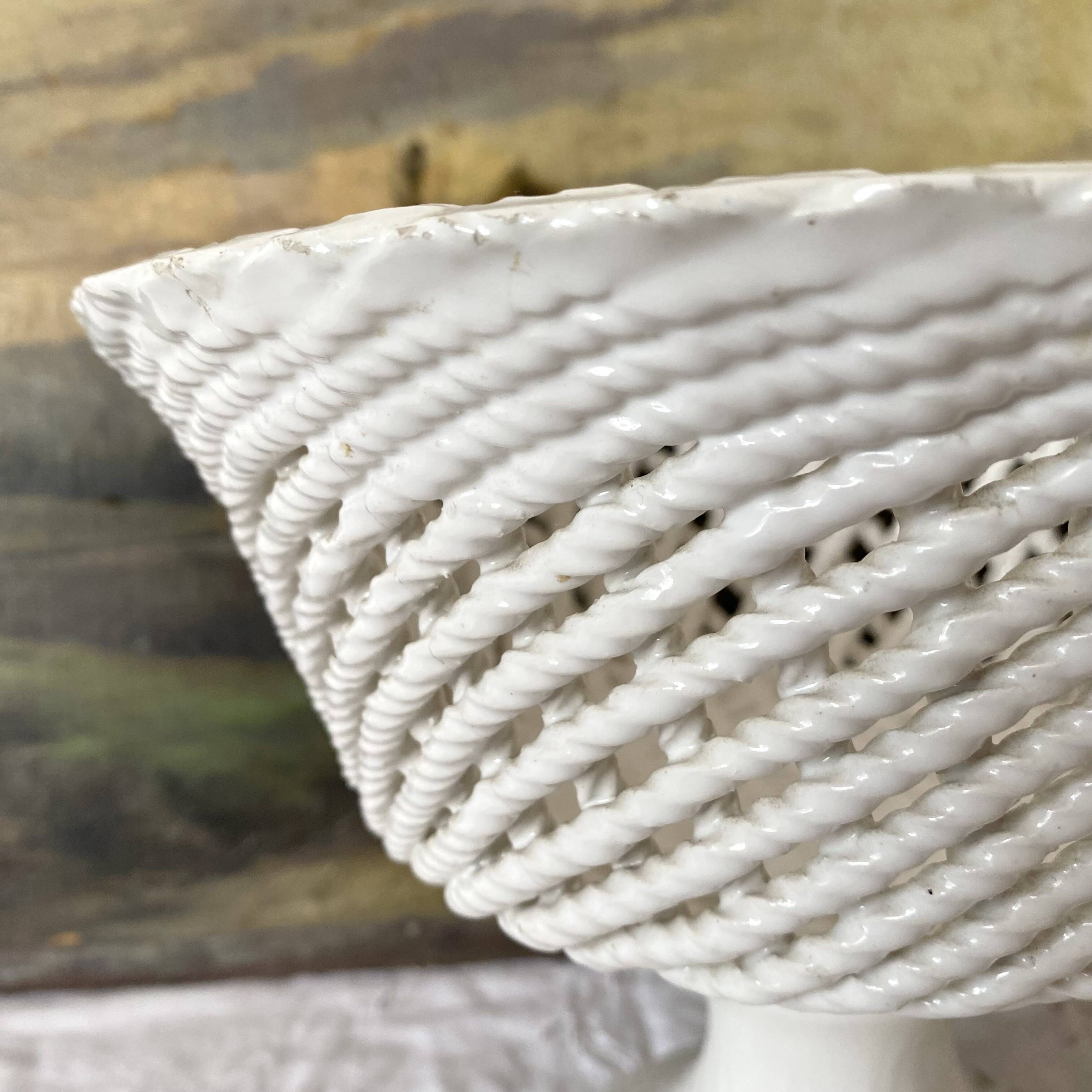 Braided ceramic footed bowl