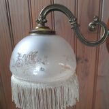 Gooseneck wall lamp fringed globe art deco