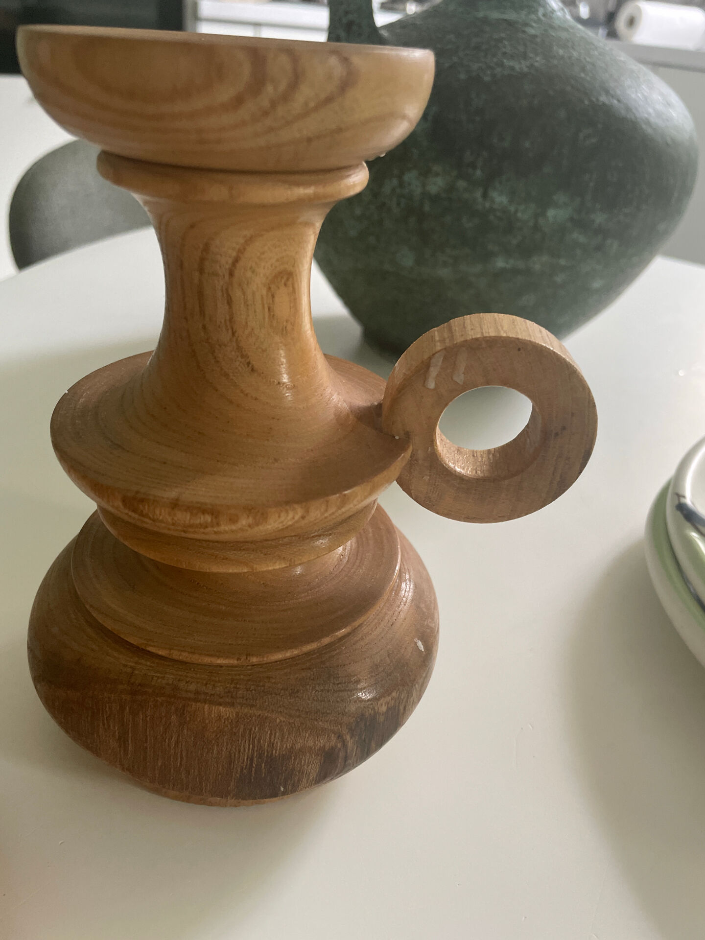 Pair of wooden candlesticks