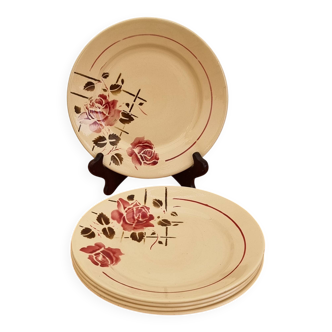 Set of 5 vintage Badonviller Simone flat plates.