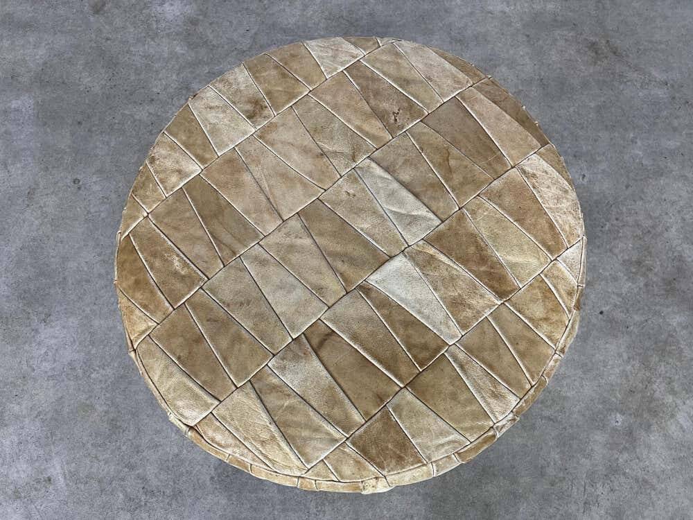 Patchwork leather storage pouf by De Sede, 1970s.