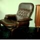 Scandinavian cantilever leather lounge chair and ottoman, 1960s