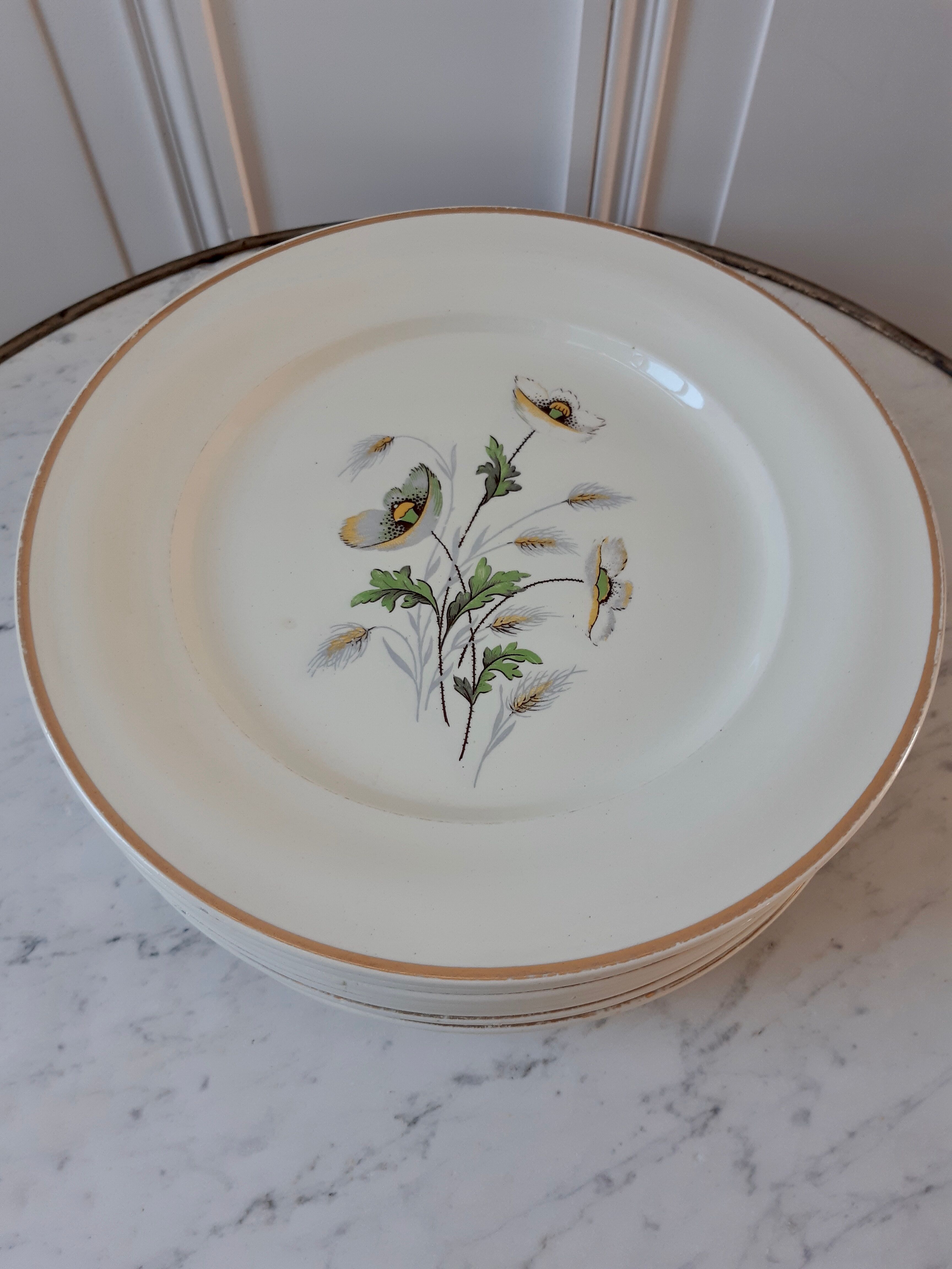 Lot de 6 assiettes Saint Amand modèle Anémone